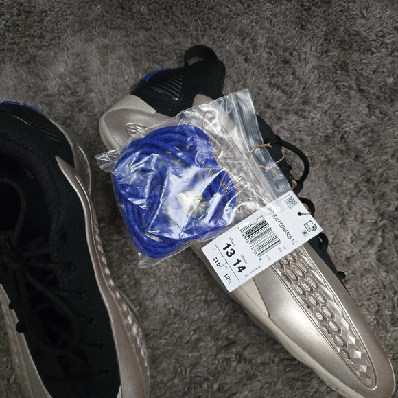 Adidas Anthony Edwards 1 Low Men Size 13 Black Blue And Metallic New 022026 - Picture 4 of 9